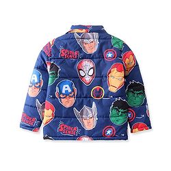 Pine Kids Marvel Woven Full Sleeves Padded Jacket with Detachable Hood & Avengers Graphics - Navy Blue