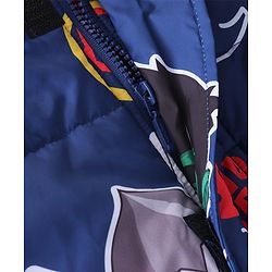 Pine Kids Marvel Woven Full Sleeves Padded Jacket with Detachable Hood & Avengers Graphics - Navy Blue