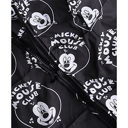 Pine Kids Disney Woven Full Sleeves Padded Hooded Jacket with Mickey Mouse Graphics - Black