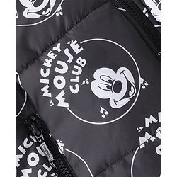 Pine Kids Disney Woven Full Sleeves Padded Hooded Jacket with Mickey Mouse Graphics - Black
