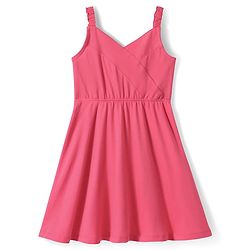 Pine Kids Cotton Knit Full Sleeves Hearts Printed Jacket with Solid Color Frock - Dark Pink