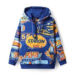 Pine Kids Cotton Knit Full Sleeves Text Printed Winter Wear Hooded Sweatshirt & Joggers Set with Kangaroo Pockets - Blue