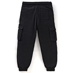 Pine Kids Cotton Knit Full Length Lounge Pant With Text Print - Black