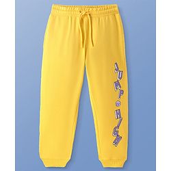 Pine Kids Full Length Track Pants Text Print - Yellow