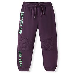 Pine Kids Full Length Lounge Pants With Text Print - Wine