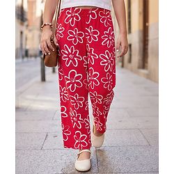 Pine Kids Full Length Comfort Fit Lounge Pants Floral Print - Red