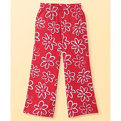 Pine Kids Full Length Comfort Fit Lounge Pants Floral Print - Red