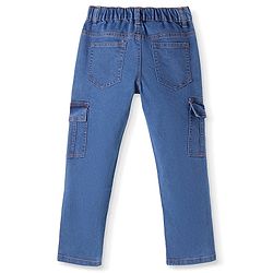 Pine Kids Denim Woven Full Length Washed Jeans With Text Embroidery - Blue