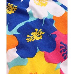 Pine Kids Cotton Knit Half Sleeves Top with Floral Print- Snow White