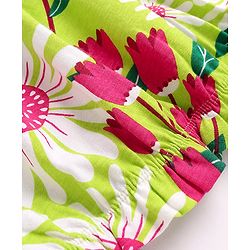Pine Kids Cotton Knit Half Sleeves Top with Floral Print - Green