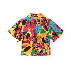 Pine Kids Viscose Woven Half Sleeves Top with Floral Print & Tie Knot Design - Multicolor