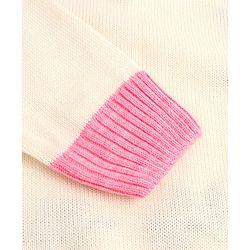 Pine Kids Knitted Full Sleeves Pullover Sweater With Floral Embroidery - Off White