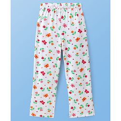 Pine Kids Cotton Knit Half Sleeves Night Suit With Floral Print - Off White