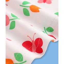 Pine Kids Cotton Knit Half Sleeves Night Suit With Floral Print - Off White