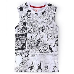 Pine Kids Marvel Terry Twofer Full Sleeve Shirt and Sleeveless T-Shirt Set With Spiderman Graphics and Pocket Detailing - Navy Red & White