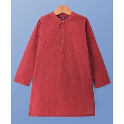 Pine Kids Cotton Woven Full Sleeves Solid Colour Kurta Pyjama Set - Maroon