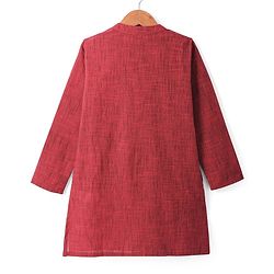 Pine Kids Cotton Woven Full Sleeves Solid Colour Kurta Pyjama Set - Maroon