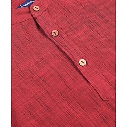 Pine Kids Cotton Woven Full Sleeves Solid Colour Kurta Pyjama Set - Maroon