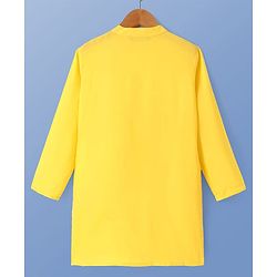 Pine Kids Viscose Woven Full Sleeves Solid Kurta Pyjama Set with Floral Printed Jacket - Yellow