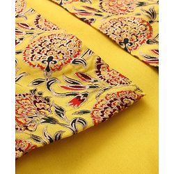 Pine Kids Viscose Woven Full Sleeves Solid Kurta Pyjama Set with Floral Printed Jacket - Yellow