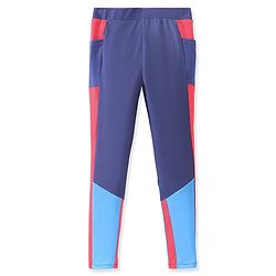 Pine Active Knit Full Length Super Stretch Leggings With Cut & Sew Design - Red & Blue