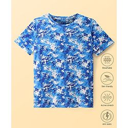 Pine Active Half Sleeves Pixel Printed T-shirt - Blue