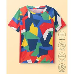 Pine Active Half Sleeves Abstract Printed T-Shirt - Multicolor