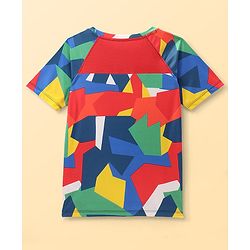 Pine Active Half Sleeves Abstract Printed T-Shirt - Multicolor