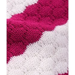 Pine Kids Knitted Full Sleeves Textured Pullover Sweater - White & Fuchsia