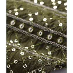 Pine Kids Woven Full Sleeves Sequinned Kurta Pyjama Set - Olive Green