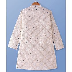 Pine KIds Woven Full Sleeves Kurta Pyjama Set with Sequin Embroidery - White