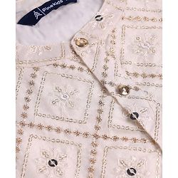 Pine KIds Woven Full Sleeves Kurta Pyjama Set with Sequin Embroidery - White