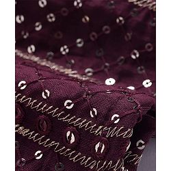 Pine Kids Woven Full Sleeves Sequin Embroidered Kurta Pyjama Set - Wine