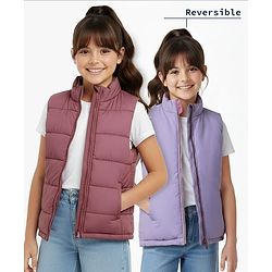 Pine Kids Woven Sleeveless Reversible Padded Jacket with solid colour   - Plum