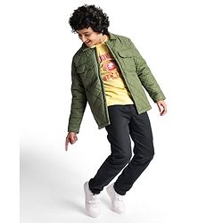 Pine Kids Woven Full Sleeves Collar Neck Padded Quilted Jacket With Solid Colour - Olive Green