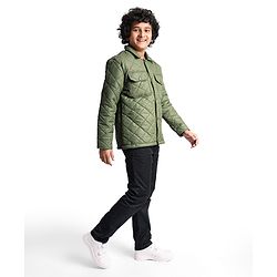 Pine Kids Woven Full Sleeves Collar Neck Padded Quilted Jacket With Solid Colour - Olive Green
