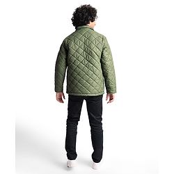 Pine Kids Woven Full Sleeves Collar Neck Padded Quilted Jacket With Solid Colour - Olive Green