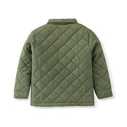 Pine Kids Woven Full Sleeves Collar Neck Padded Quilted Jacket With Solid Colour - Olive Green