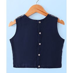 Pine Kids Woven Sleeveless Sequin Embroidered Choli Lehenga Set with Dupatta - Navy Blue