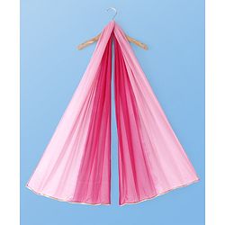 Pine Kids Woven Half Sleeves Choli Lehenga & Dupatta Set with Floral Embroidery & Foil Print - Pink