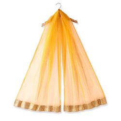 Pine Kids Woven Half Choli Lehenga & Dupatta Set With Foil Print & Tassel Detailing - Wine