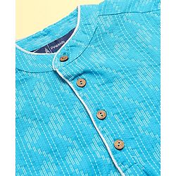 Pine Kids Cotton Woven Full Sleeves Solid Kurta Pyjama Set - Light Blue