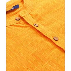Pine Kids Cotton Woven Solid Kurta Pyjama Set - Mustard