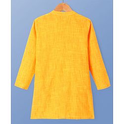 Pine Kids Cotton Woven Solid Kurta Pyjama Set - Mustard
