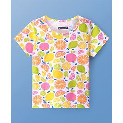 Pine Kids Single Jersey Knit Half Sleeves Night Suit With Fruits Print - Multicolor