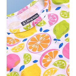 Pine Kids Single Jersey Knit Half Sleeves Night Suit With Fruits Print - Multicolor