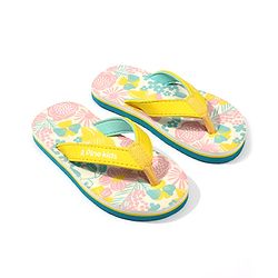 Pine Kids Slip On Flip Flops with Floral Print - Pink White & Yellow