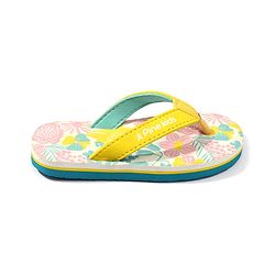 Pine Kids Slip On Flip Flops with Floral Print - Pink White & Yellow