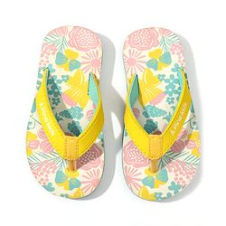 Pine Kids Slip On Flip Flops with Floral Print - Pink White & Yellow