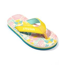 Pine Kids Slip On Flip Flops with Floral Print - Pink White & Yellow